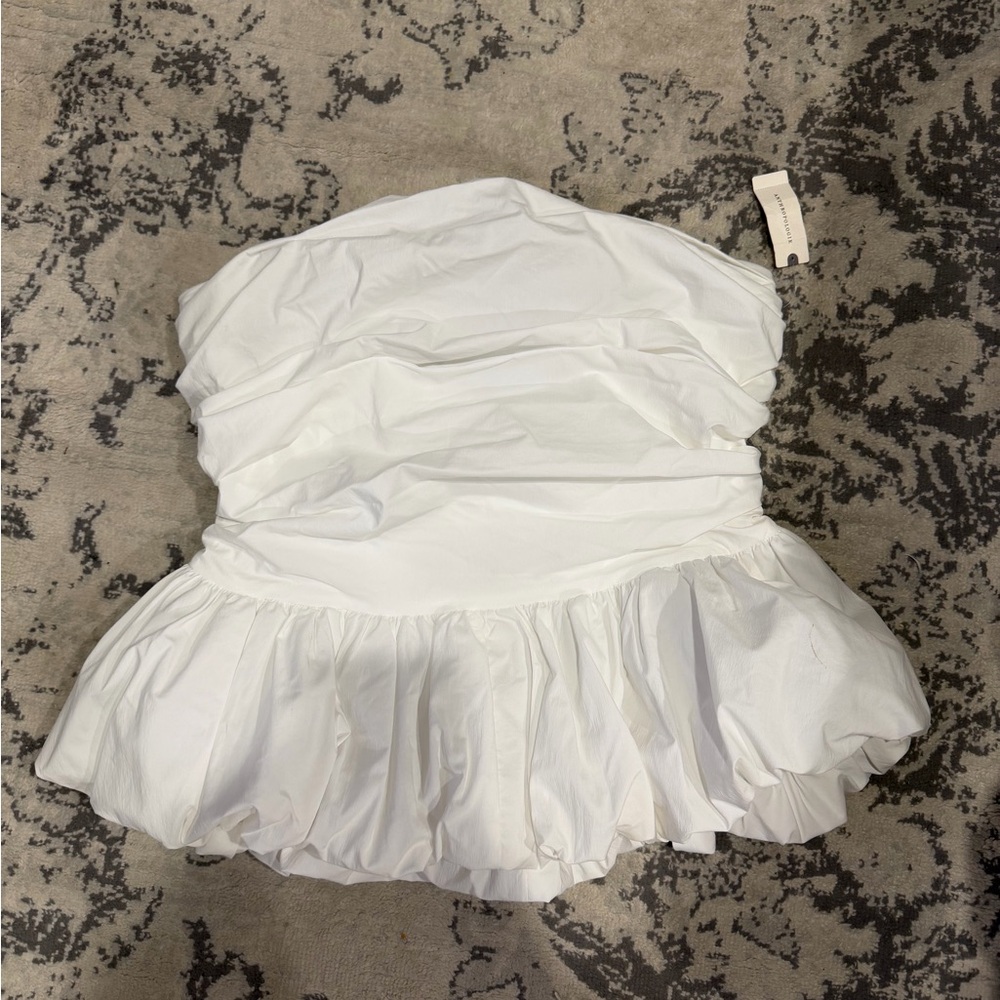 White Strapless Peplum Top